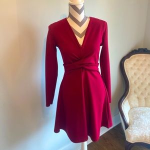 Boohoo Burgundy long sleeve dress